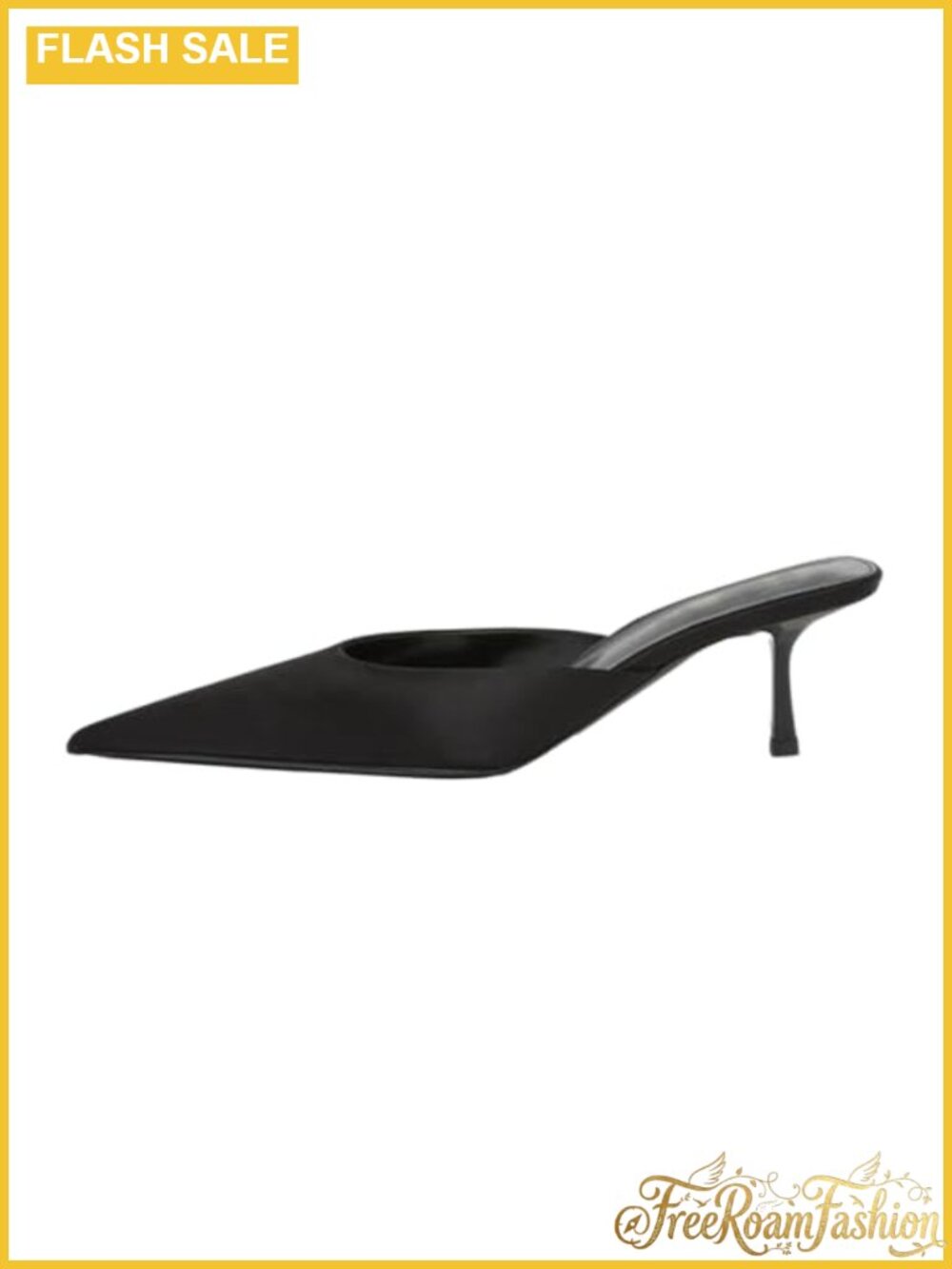 Satin Kitten Heel Pointed Toe Mule Slip On Dress Shoe